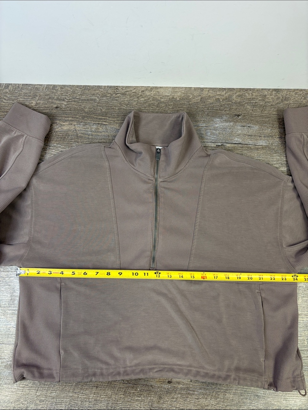 Athleta Seasoft Rib Quarter-Zip Popover Pullover Taupe Brown Size XL - Picture 9 of 10